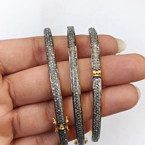 Pave Diamond Bangle Bracelet  925 Sterling Silver | Handmade Wedding Jewelry | Elegant Gift for Her