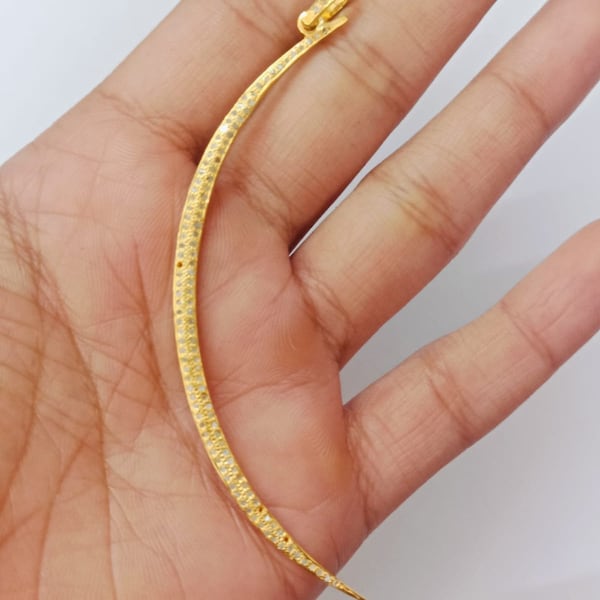 Pave Diamond Crescent Moon Pendant Sterling Silver Vermeil Celestial Necklace Gold Handmade Jewelry