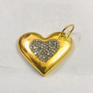 23x20mm Pave Diamond Heart Pendant Sterling Silver  Diamond Dainty Fine Jewelry Necklace Pendant