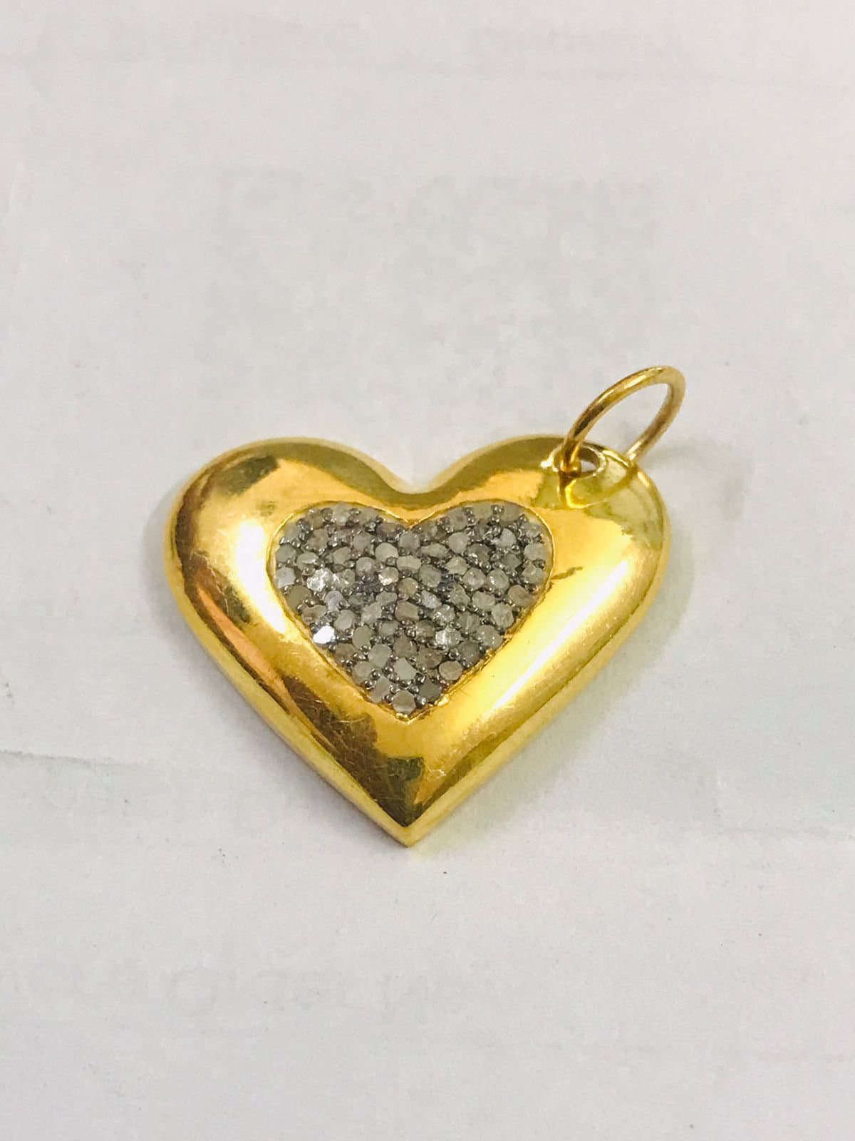 23x20mm Pave Diamond Heart Pendant | Sterling Silver Dainty Necklace Charm | Fine Jewelry Gift | Handmade Love Pendant