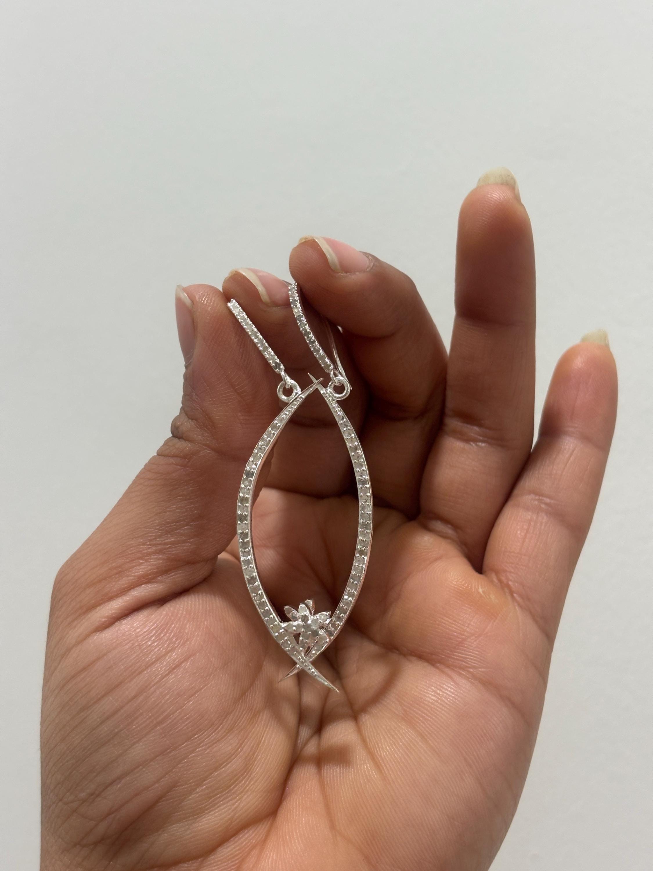 Orecchini A Bottone Con Luna E Stella, Chic & Artsy, Argento 925, Ipoallergenici, Regalo Per Donna