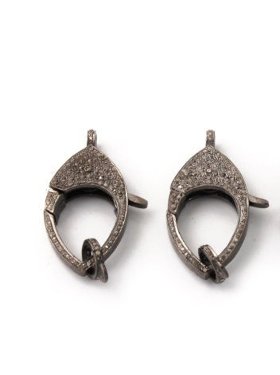 Pave Diamond Lobster Clasp Lock/34x20mm 925 Sterling Silver Diamond