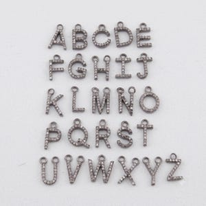 10mm Pave Diamond Initial Charm A-Z Alphabet Letter Pendant for Jewelry Making image 1
