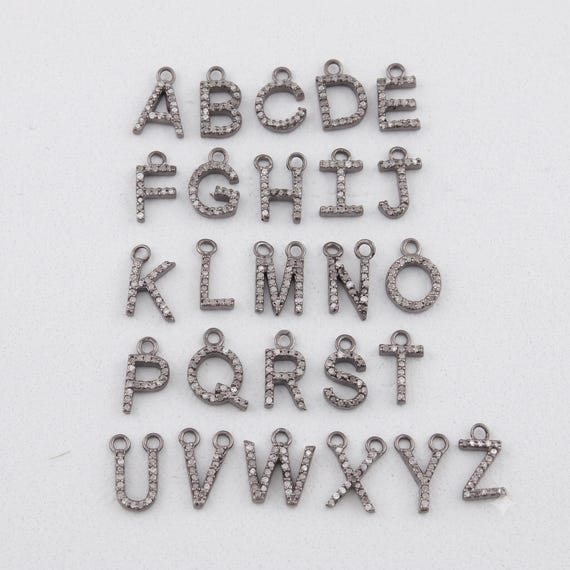 10mm Pave Diamond Initial Charm A-Z Alphabet Letter Pendant for Jewelry Making