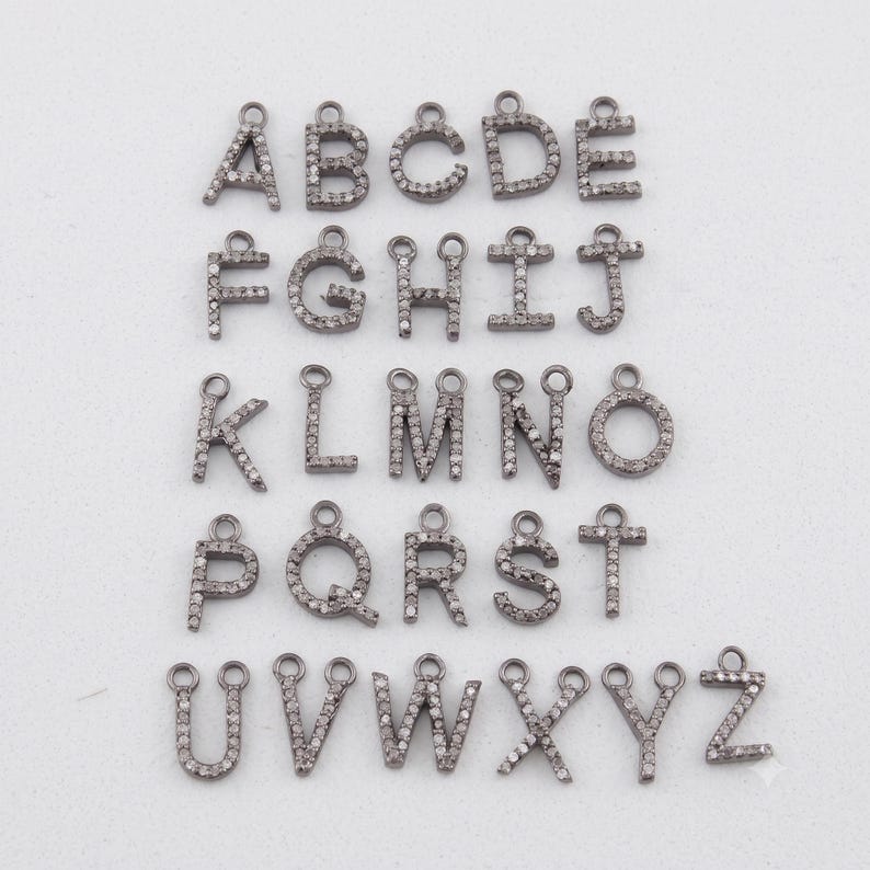 10mm Pave Diamond Initial Charm A-Z Alphabet Letter Pendant for Jewelry Making image 1