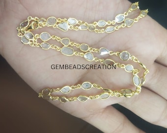 Diamond Polki Long Chain Necklace Polki Chain Polki Chain Necklace Handmade Chain Necklace Jewelry Body Chain Diamond Jewelry
