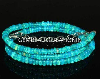 3–5mm Natural Ethiopian Paraiba Opal Necklace | Welo Fire Opal Beads | Genuine Gemstone Jewelry | October Birthstone | Bridesmaid Gift