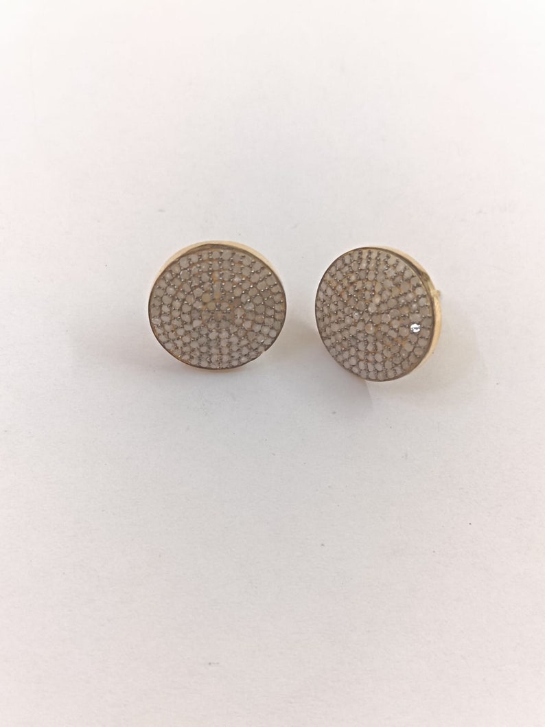 15mm Pave Diamond Round Stud Earrings Diamond Earrings 925 Sterling ...