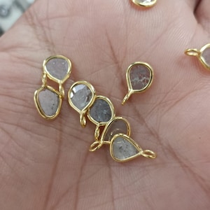 Gold überzogene 925 Sterlingsilber Polki Diamant Scheibe Charm Anhänger 10 x 6 mm Schmuck finden