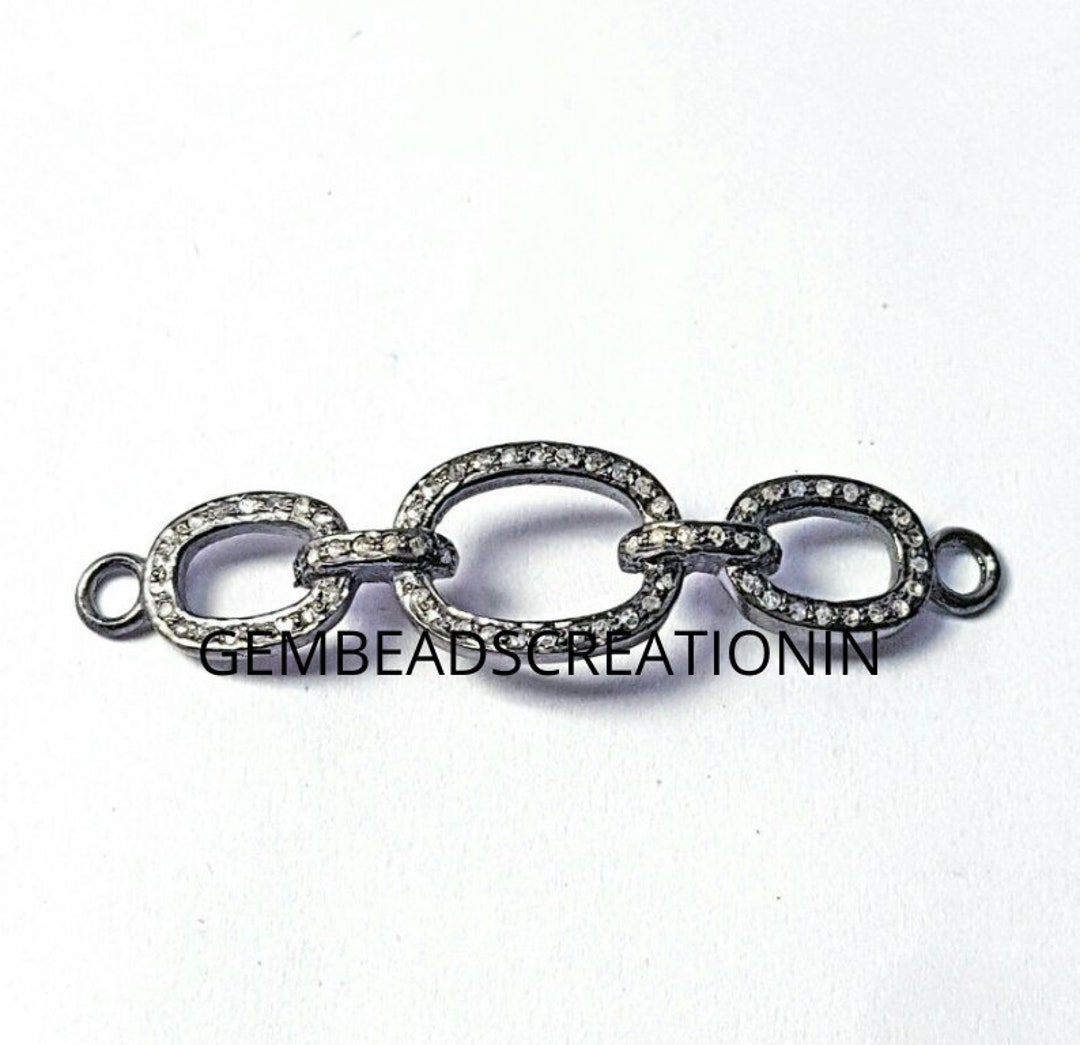 Pave Diamond Chain Jewelry Connector 925 Silver Bracelet Necklace