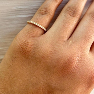 14k Solid Gold Diamond Stacking Ring Wedding Band Eternity Half Diamond Bands Engagement Ring Anniversary Gifts For Her Diamond Ring