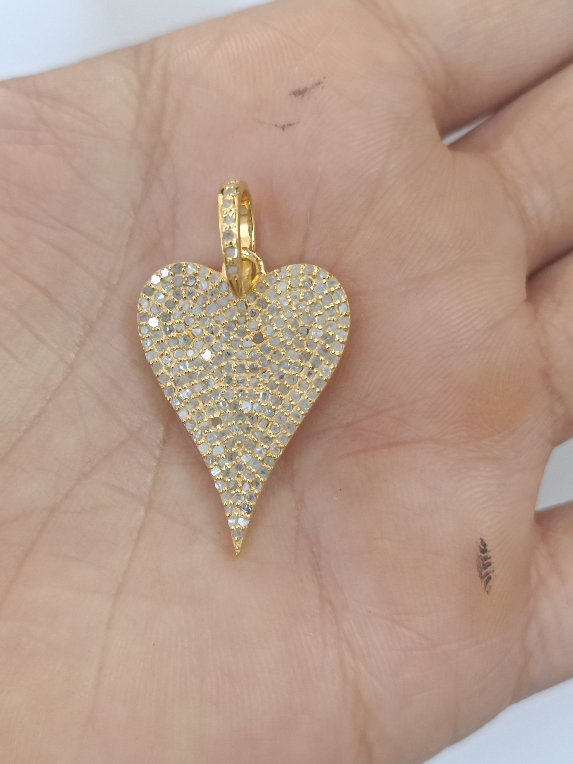 Pave Diamond Heart Pendant 30x20 Heart Love Jewelry Fine Jewelry Valentines Gift For her Charm necklace Mother's Day Gift