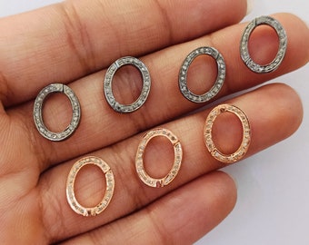 Oval Pave Diamond Sterling Silver Lobster Clasp for Jewelry Making - 12x10mm Findings