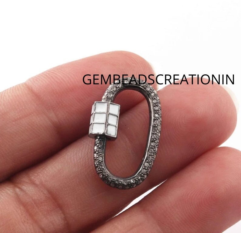 パヴェダイヤモンドロブスターカラビナ：スターリングシルバーエナメル