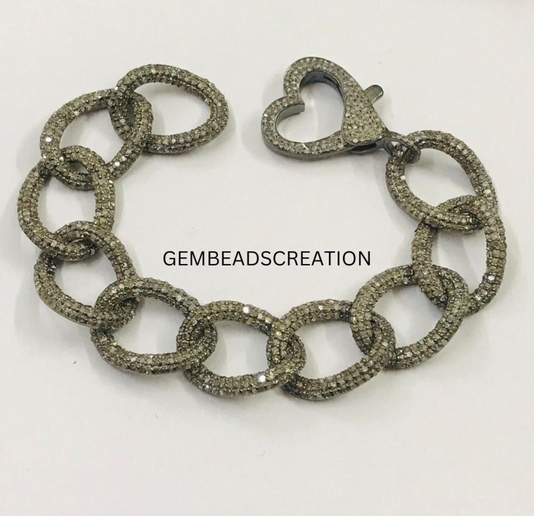Very Beautiful Link Chain Natural Diamond Designer Bracelet Handmade