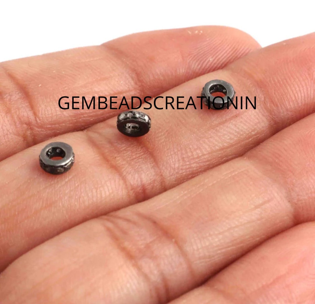 4mm Pave Diamond Beads/diamond Spacer Beads/single Line Diamond