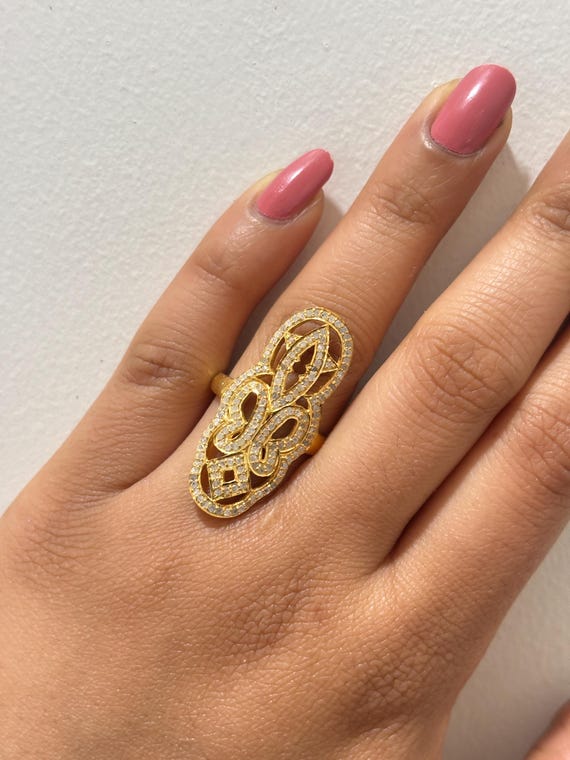 Pave Diamond Filigree Ring: Oxidized Sterling Silver