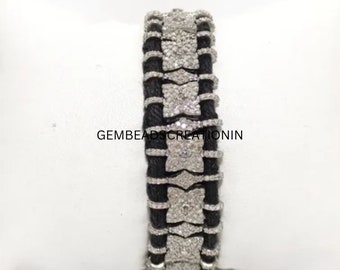 Pave Diamant Makramee Armband: 925 Sterling Silber Armreif
