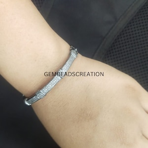 Pave Diamond Bangle Diamond Bracelet 925 Silver Bracelet For Women Gift For Her Anniversary Gift Jewelry Handmade Bangle Bracelet Minimalist