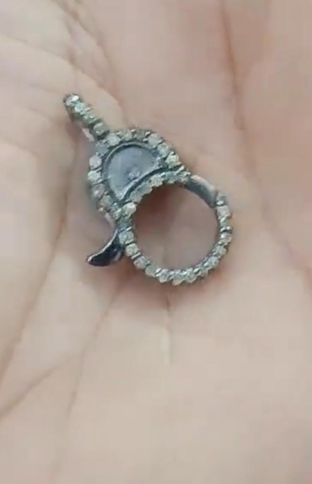 Serrure Mousqueton Pavé Diamant Argent 925 - Connecteur Bijoux Fait Main