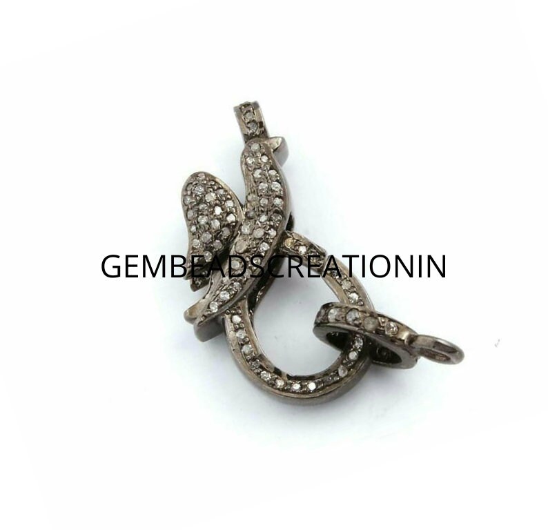 Antique Pave Diamond Lobster Clasp 925 Sterling Silver Lock Etsy