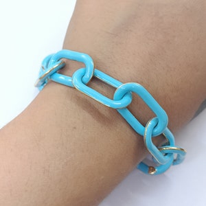 Cable Chunky Enamel Chain Bracelet Link Bracelet Minimalist Jewelry Paper Clip Cable Link  Enamel Carabiner Clasp Bracelets Gifts