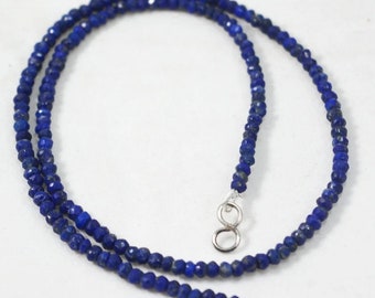 2-2.5mm Lapis Lazuli Necklace/Gemstone Necklace/Beaded Necklace/Rondelle Beads Handmade Necklace/Gift For Her/Choker Necklace Jewelry