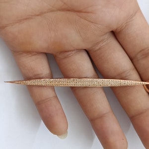 Handmade Pave Diamond Spike Pendant Sterling Silver Charm 85x5mm Jewelry Making Findings image 3