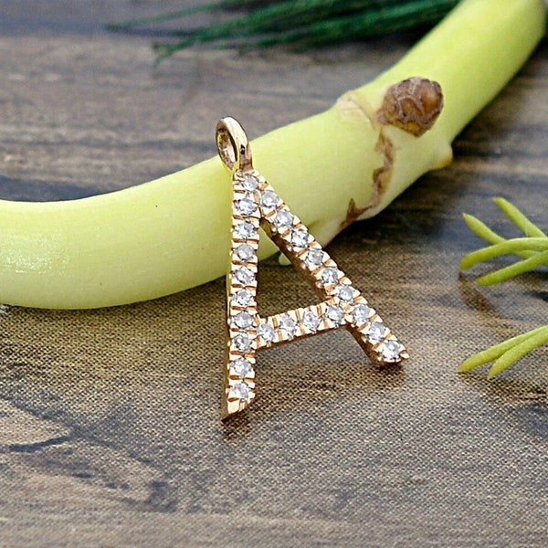 14k Gold Diamond Letter Necklace Etsy