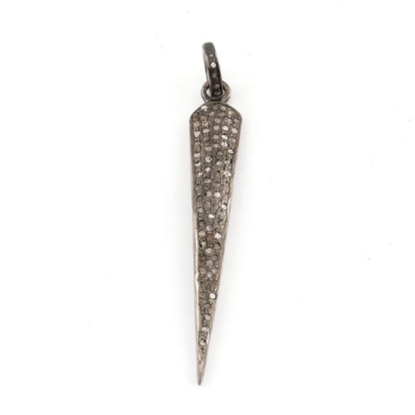 Pave Diamond Spike Pendentif Sterling Silver Spike Collier 49x7mm Bijoux Découvertes Fournitures Collier Pendentif