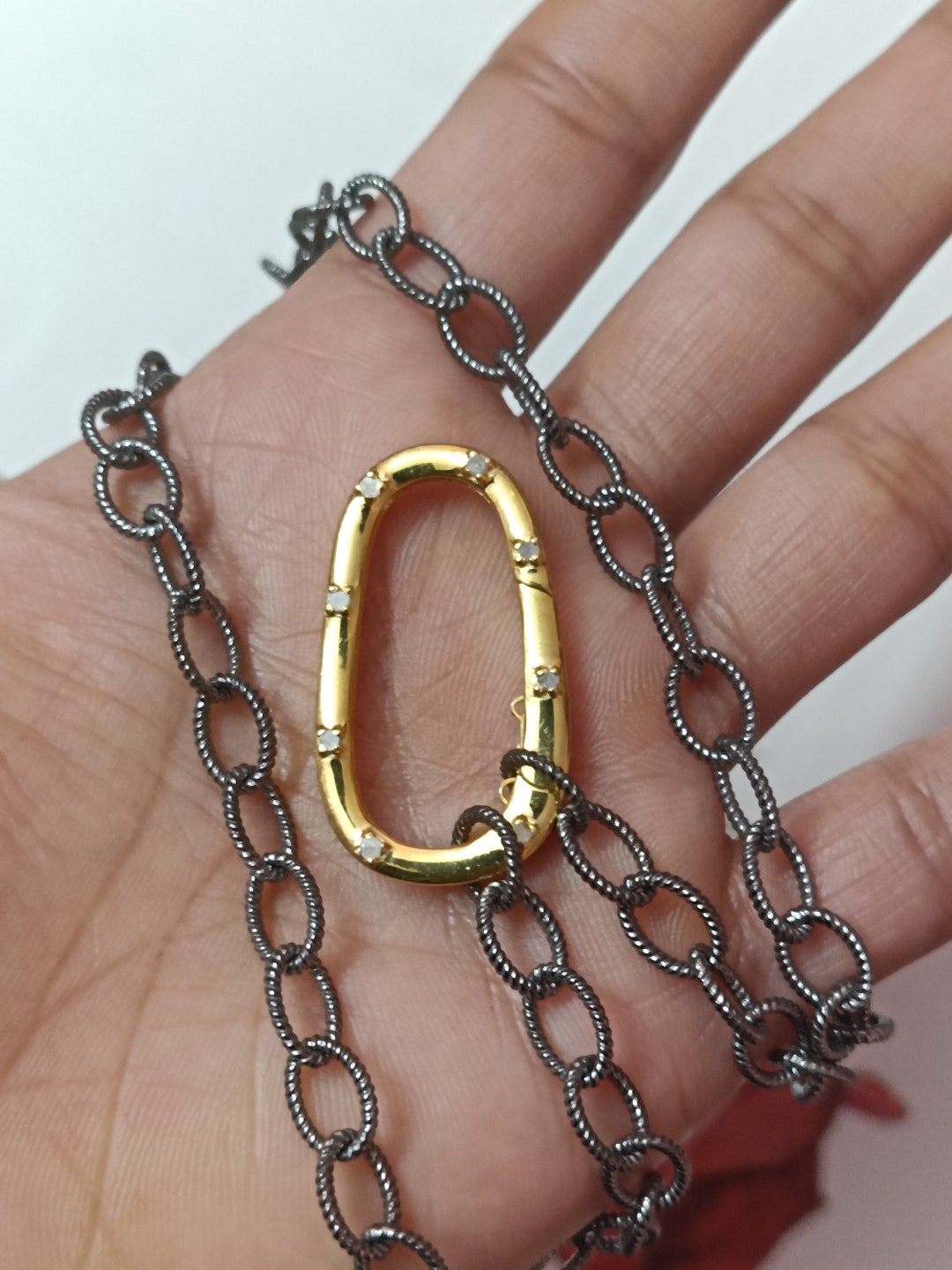 Square Silver Pave Chainlink Necklace main image 0