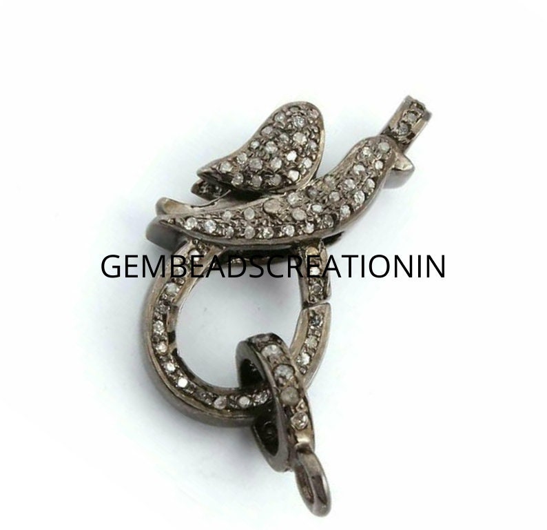 Antique Pave Diamond Lobster Clasp 925 Sterling Silver Lock Etsy