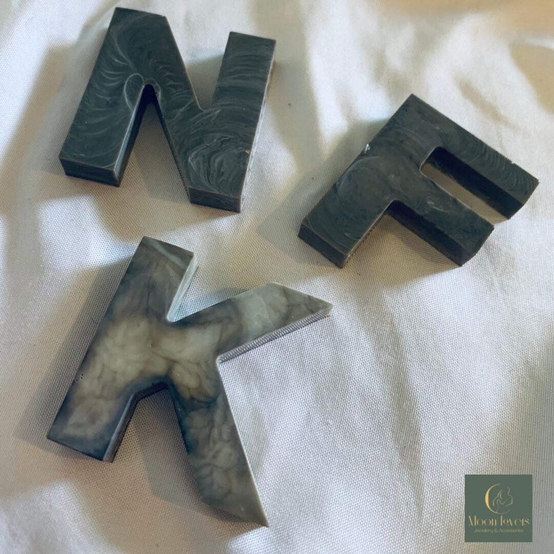 Onyx Style letter keychain Resin Customizable Etsy