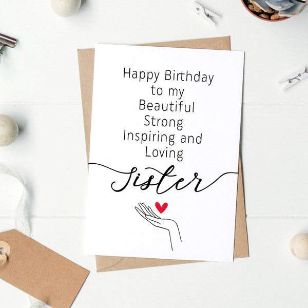 Printable Sister Birthday Card, Happy Birthday Sister, Instant Download Birthday Card, Digital Download, Sister Birthday Gift, Best Sister