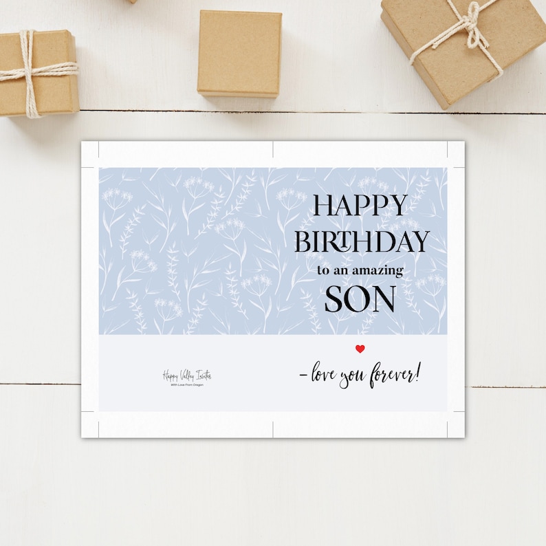 Printable Birthday Card for Son: DIY Card With Envelope (digital
