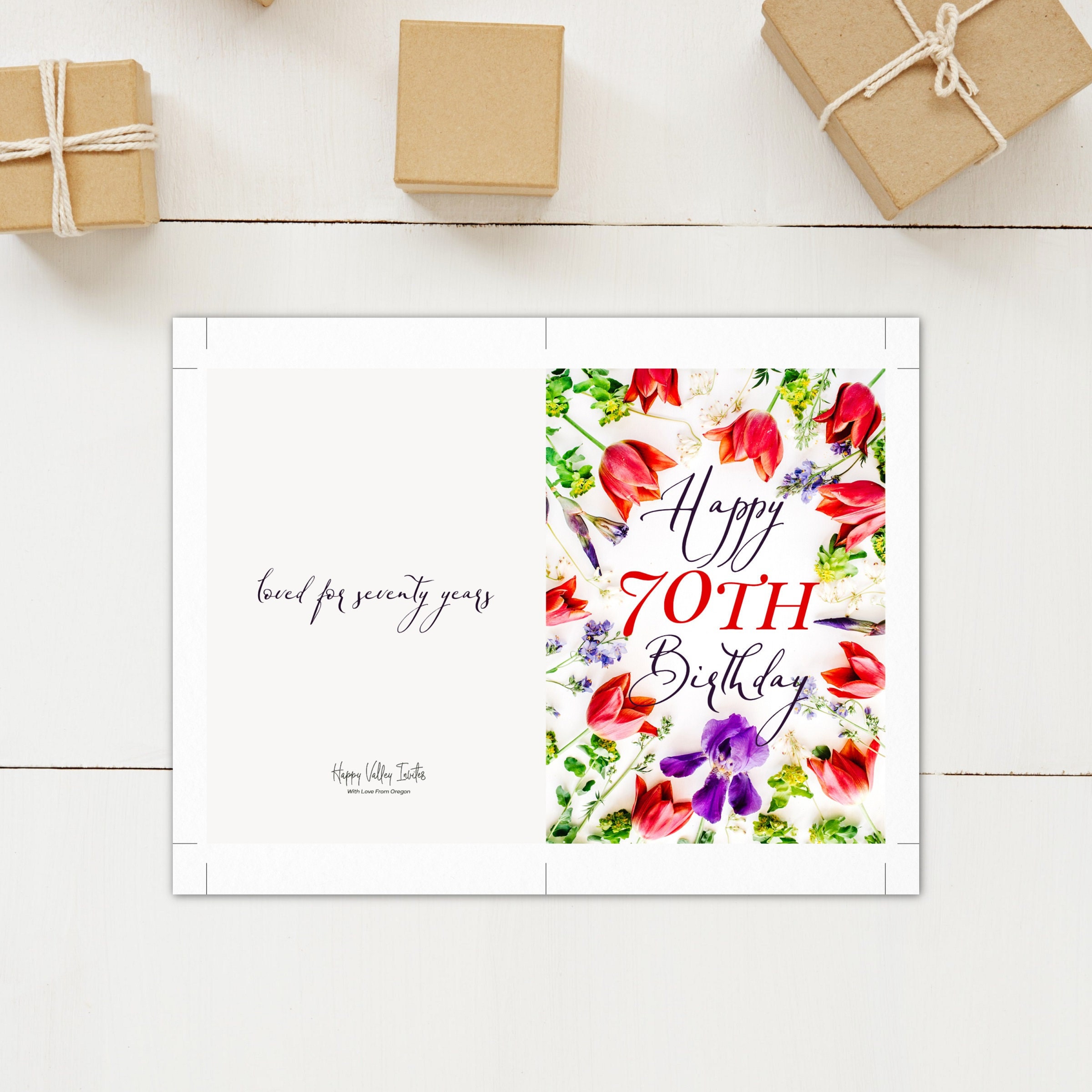 70th Birthday Card, Printable 70th Birthday Card, Happy 70th Birthday ...
