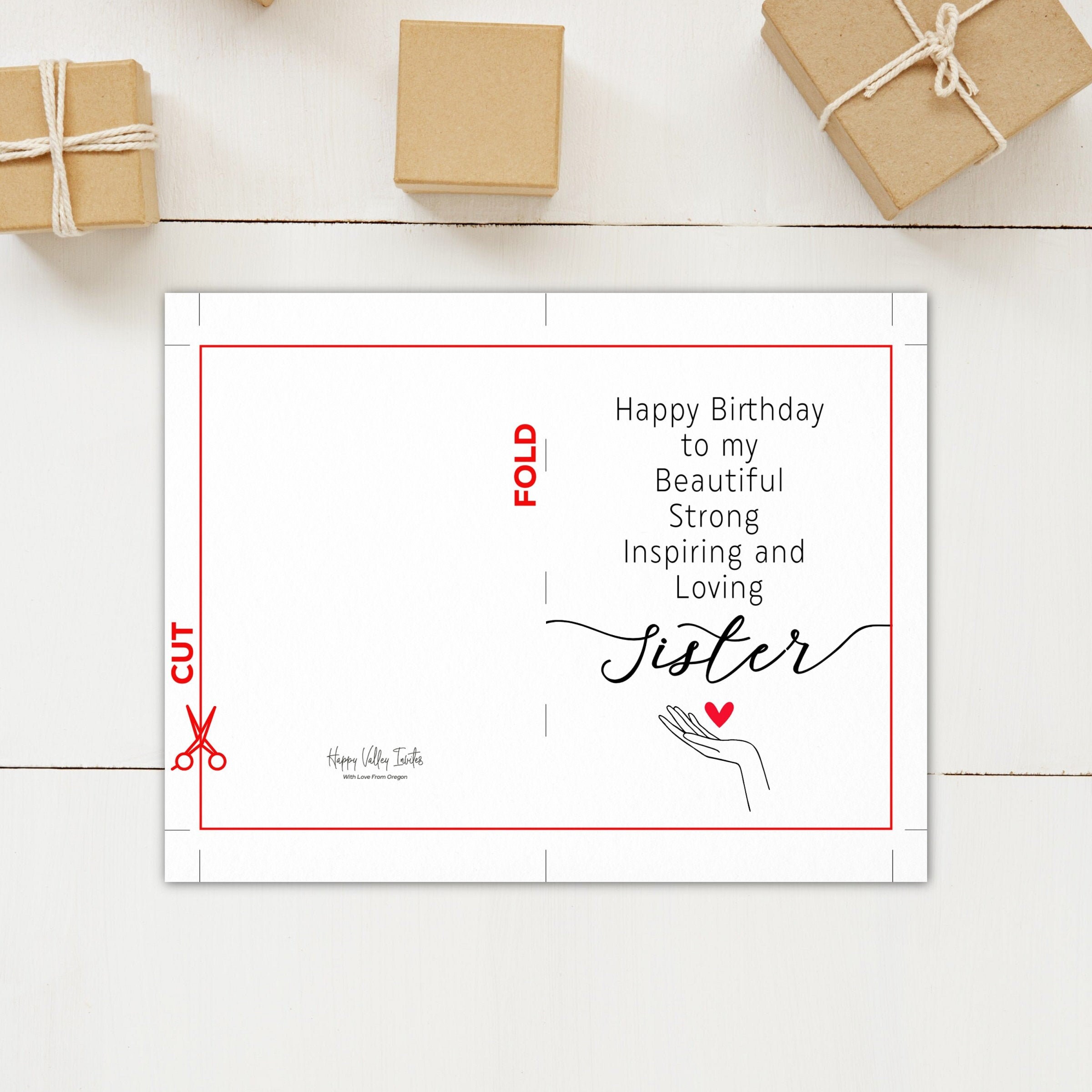 Printable Sister Birthday Card, Happy Birthday Sister, Instant Download ...