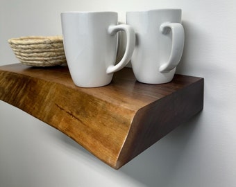 Custom Floating Shelf, Live Edge Walnut Shelf, Floating Shelf, Walnut kitchen shelf, Rustic Shelving