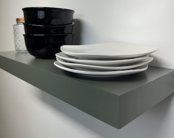 Green Floating Shelf, Floating Shelf, Custom color floating shelves, Modern kitchen shelving