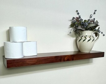 Handcrafted Rustic Pine Floating Shelf, Heavy Duty Wall Shelves