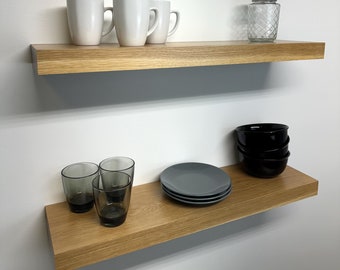 Custom White Oak Shelving, kitchen shelving, Floating Shelf, Solid White Oak, Hardwood Floating shelves