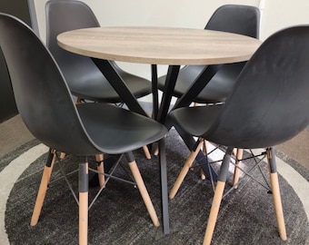 Round Kitchen Table, Rounded Kitchen Table, Round Hardwood Table, Kitchen Table, Round Ash Rable, Round White Kitchen Table