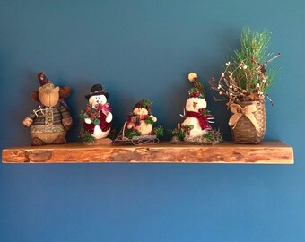 Handcrafted Cherry Live Edge Floating Shelf, Rustic Wood Bookshelf