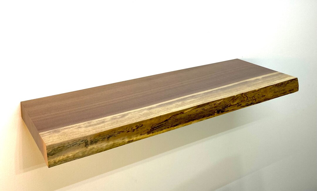 Walnut Floating Shelf, Solid Wood Shelves, Walnut Shelves, Live Edge