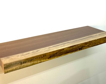 Handcrafted Walnut Live Edge Floating Shelf