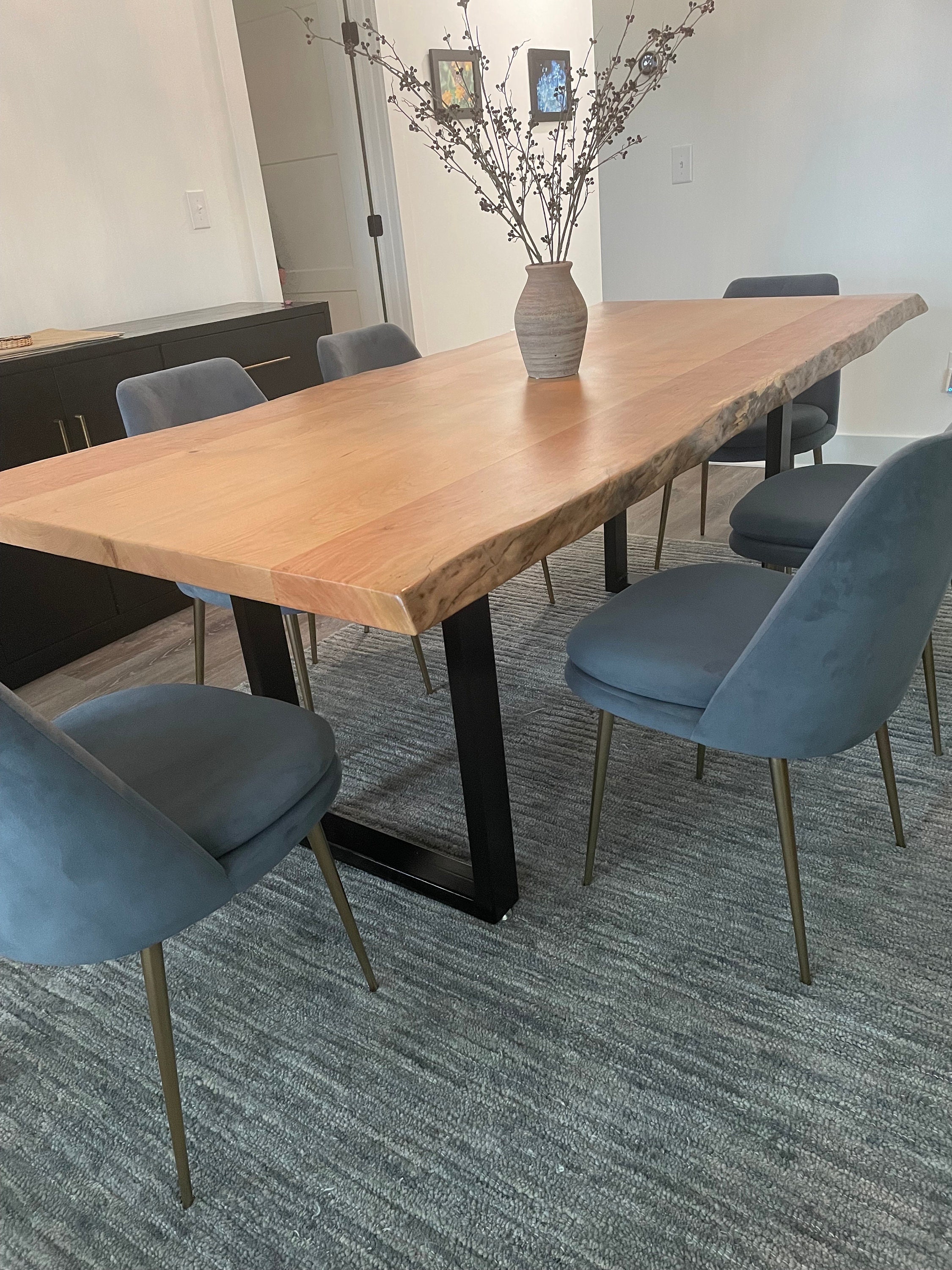 Live Edge Dining Table Cherry Wood Kitchen Table Live Edge Etsy