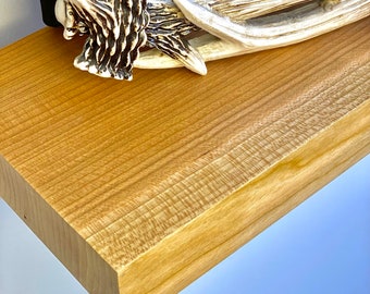 Handcrafted Cherry Live Edge Floating Shelf, Rustic Wooden Shelving