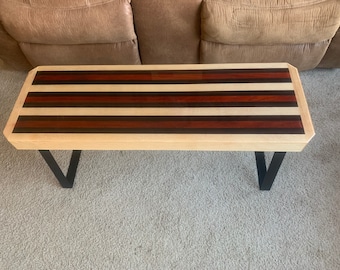 Epoxy Coffee Table, Resin Coffee Table, Wood Accent Table, Modern Coffee Table, Modern Bench, Butcher Block Table, Red Coffee Table