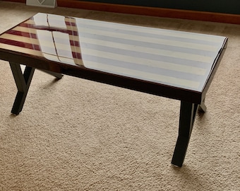 Purple Heart Coffee Table, Butcher Block Coffee Table, Coffee Table, Purple Stripe Coffee Table, Purple Table