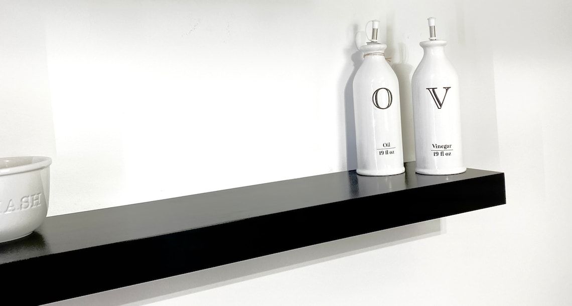 Black Floating Shelves Floating Shelf Black Modern Floating Etsy